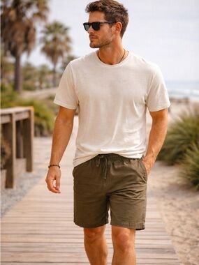 Crazy Shirts 100% Cotton Twill Garment Dyed Elastic Waste CrazyShorts Shorts L